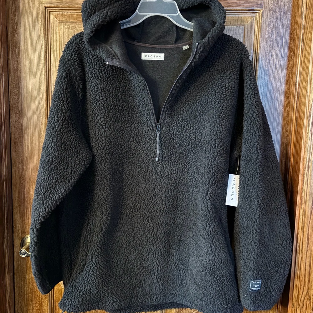 PacSun Men's Black Fleece Zip-Up Hoodie